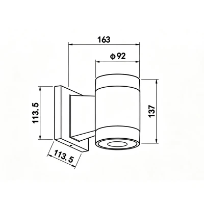 DHL1334-downward-wall-light-ip65-15w-aluminum-dimension-400