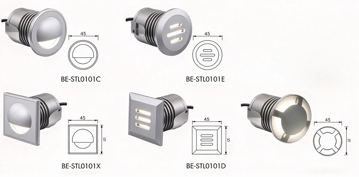 be-stl0101-step-light-ip65-1w-aluminium-optional-style be-stl0101-step-light-ip65-1w-aluminium-optional-style