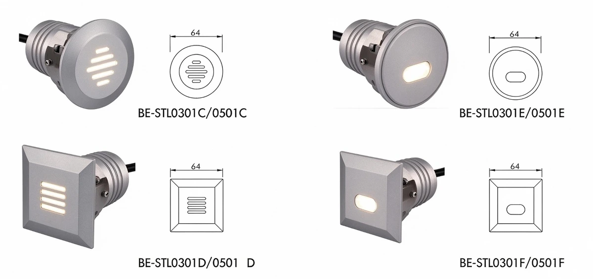 be-stl0301-step-light-ip67-3w-aluminium-optional-style be-stl0301-step-light-ip67-3w-aluminium-optional-style