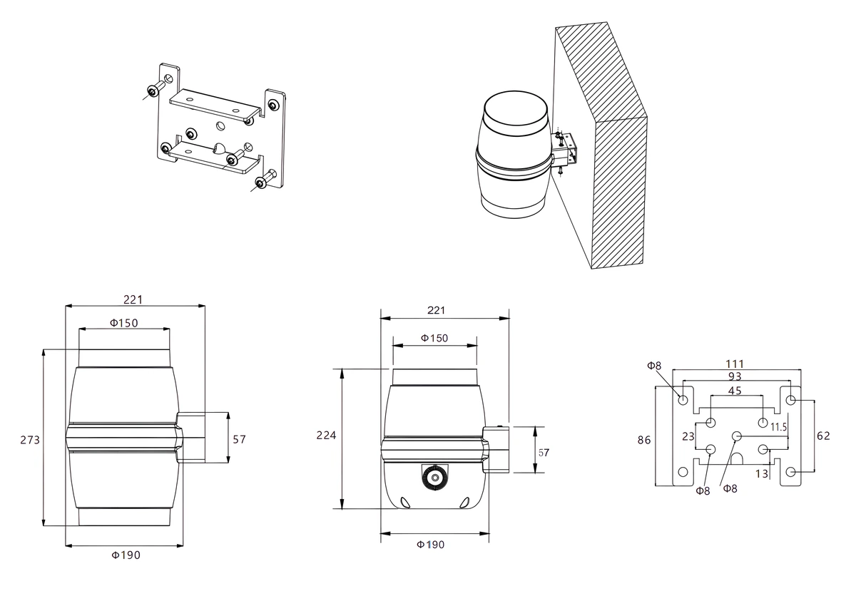 tl-tsd-g2403-cylinder-wall-light-72w-ip66-installation-drawing tl-tsd-g2403-cylinder-wall-light-72w-ip66-installation-drawing